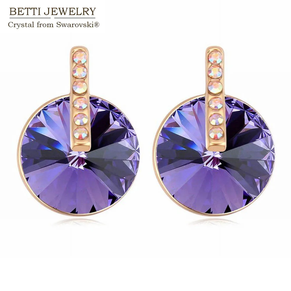 

2019 gift for girlfriend! Charming round stud earrings With Genuine Crystals From Swarovski for mother's Day gift Bijoux