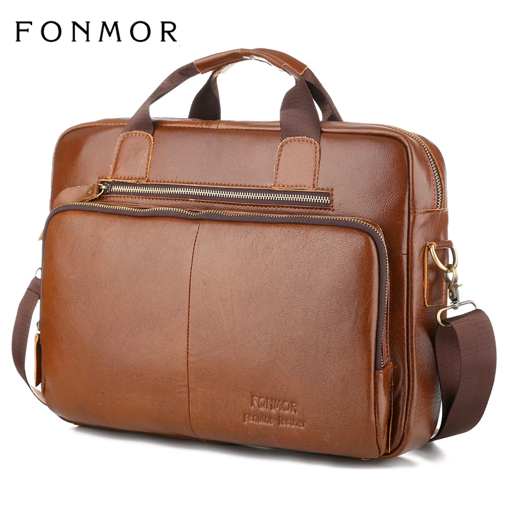 

Men Genuine Leather Briefcase 15" Laptop Cowhide Bag High Quality Computer Laptop Crossbody Shoulder bags Sac A Main New Business