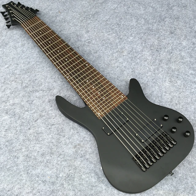 10 string Electric Bass in Matte Black Finish, Maple Neck