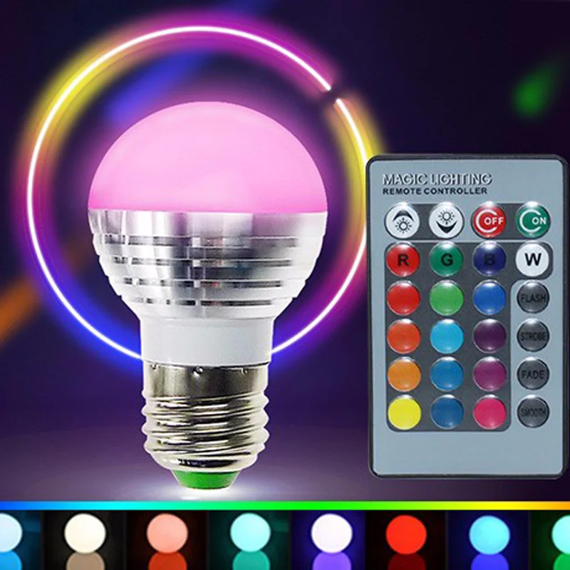 5W RGB Led Bulb Lights E27 110V 220V LED RGB Spot Light Lamp E14 GU10