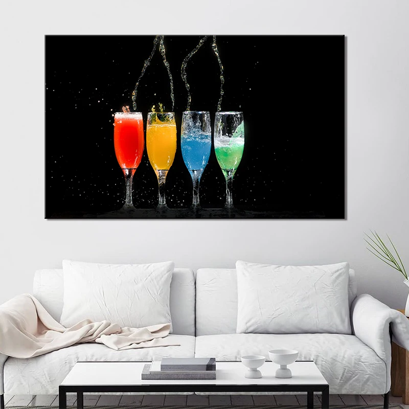 Canvas Paintings Kitchen Vins Wine Cup Wall Art Glass Pictures HD Modern Prints Posters Home Decor Bedroom Living Room | Дом и сад