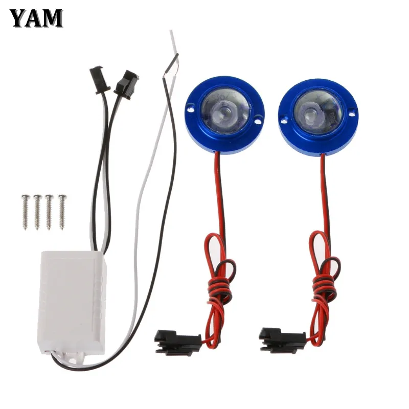 

YAM 2Pcs Car Motorcycle LED Strobe Flash Warning Light Brake Tail Light Spotlights Fish Eye Lens Lamp Five Color