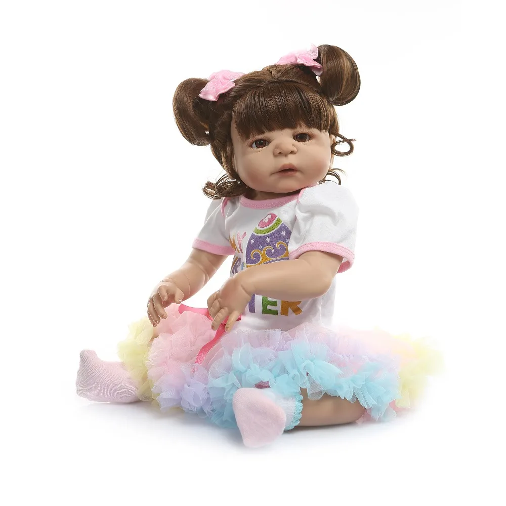 NPK 22 дюймов 56 см полный силиконовый для новорожденных Кукла реборн с кроликом младенцев куклы реалистичные реальные Bebe кукла для детей на день рождения