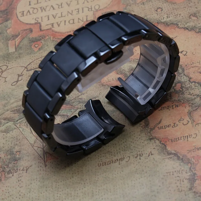 Высококачественный роскошный ремешок для часов из чистой керамики, черные браслеты 22 мм, полированная и матовая керамика для брендовых часов 1452 1451