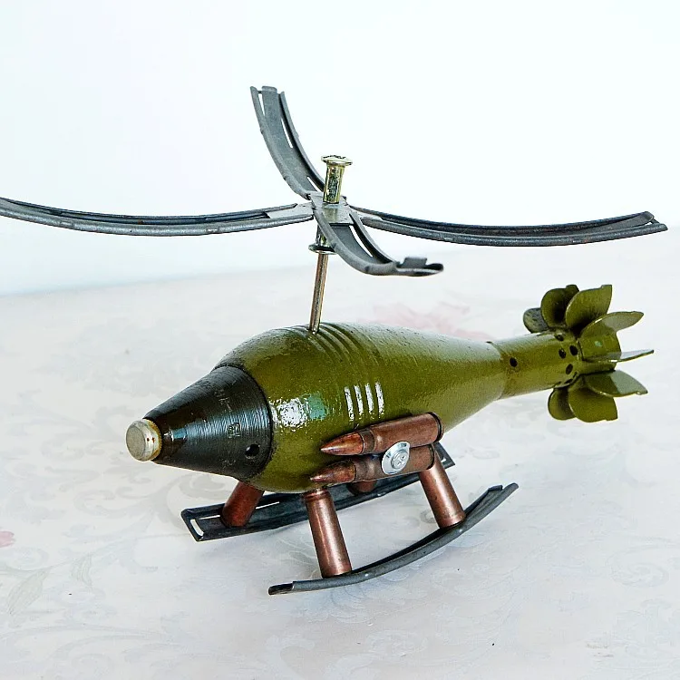 

25*7* 15cm Decoration Crafts Figurines Miniatures Metal Crafts Pure Manual Simulation Shell Helicopter Model