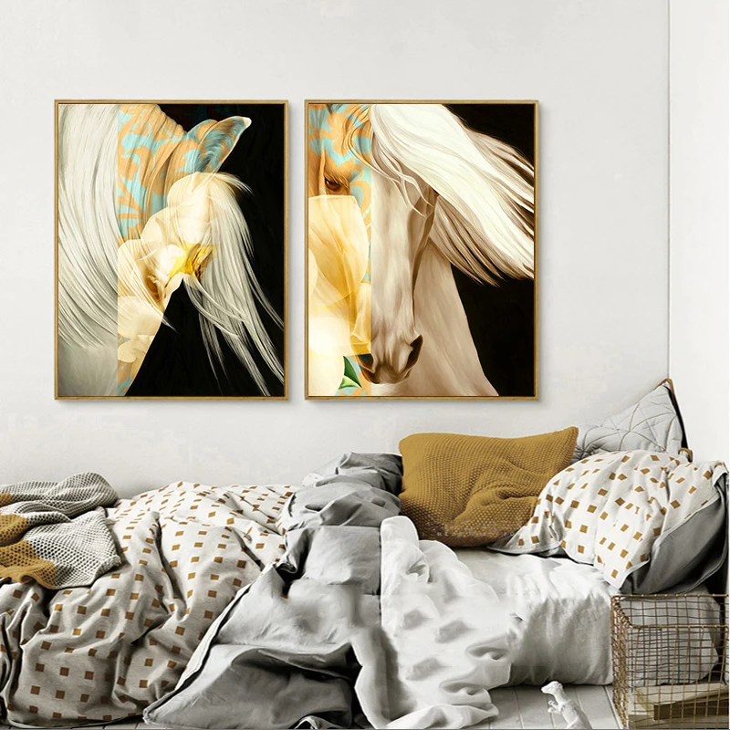 Us 1 85 43 Off Nordic Posters Nursery Hd Prints For Baby Room White Horse Wall Art Canvas Painting Picture Kids Bedroom Decoration Cuadros In