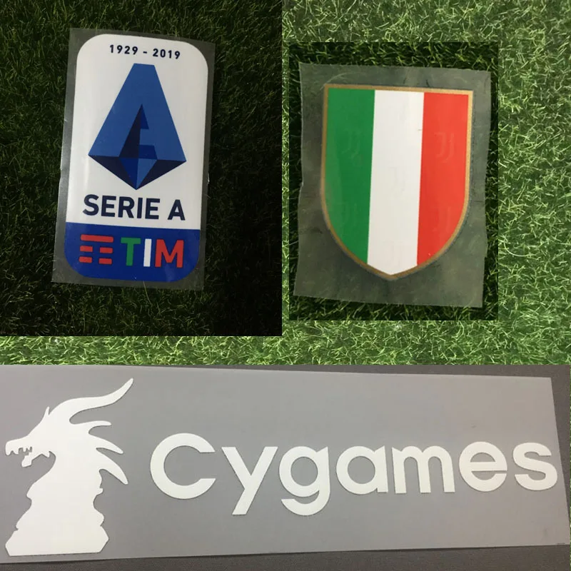 Silicone Serie A Patch And Scudetto patch With White Red Cygame Sponsor Patch Heat Transfer Badge