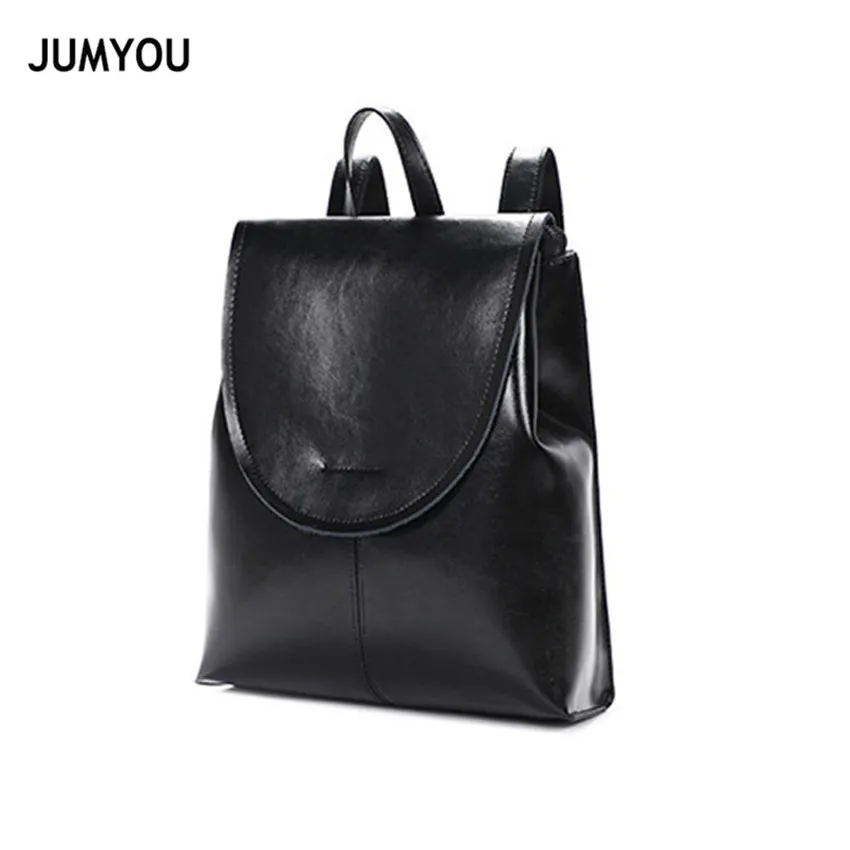 

Genuine Leather Backpacks Women Travel Backpack For Girl Casual Fashion Simple Solid Real Leather Backpack Bag For teenage Girls