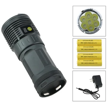 

10000 Lumen 7R8 Lantern Lamp Torch 7x Cree R8 Tatical led flashlight Torch LanternWith LCD Display + 4x18650 Battery+ AC Charger