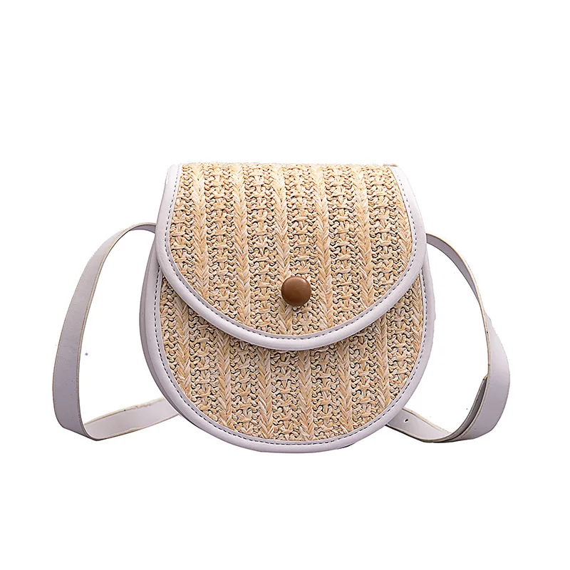 

Ladies Summer Beach Bag Woven Saddle Bag Small Handbag Female Shoulder Messenger Bag