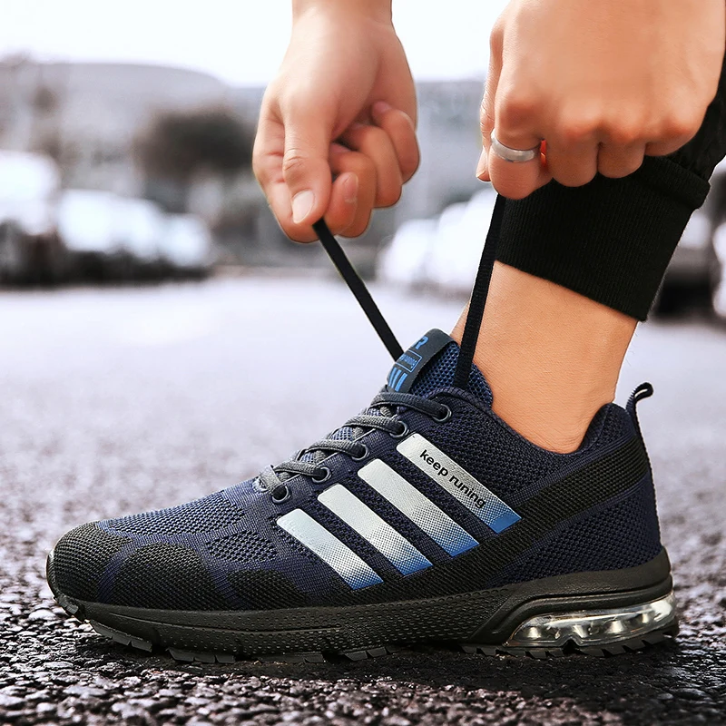 Светильник, удерживающая спортивная обувь для мужчин на воздушной подушке, спортивная обувь, дышащая сетка, на шнуровке, для ходьбы, бега, спортивная обувь, размер 47
