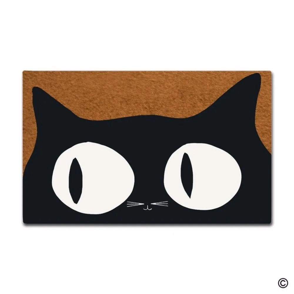 

Rubber Doormat For Entrance Door Floor Mat - Non-slip Doormat- Cat Face Designed Home Doormat Non-woven Fabric Top 23.6"X15.7"