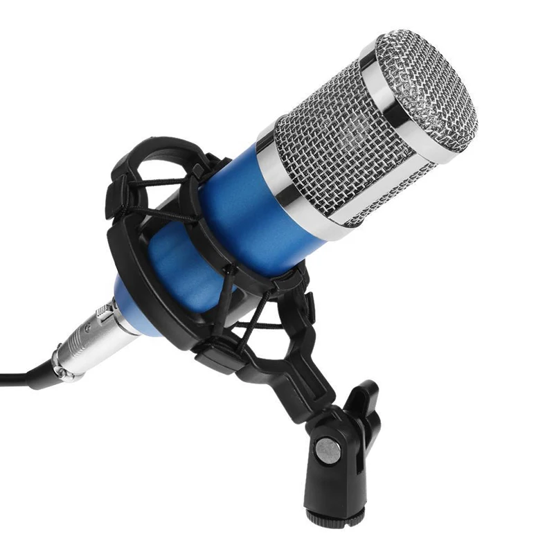 Профессиональный конденсаторный микрофон с анти-амортизатор студийная запись проводной микрофон многофункциональное совещание интервью микрофон - Цвет: Blue