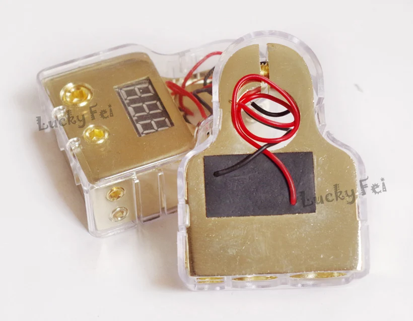 Cable de arranque de salto 2 piezas 0/4/8 Awg terminales de batería negativos de coche Auto positivo voltaje dorado de platino pantalla LED DIGITAL GRATIS