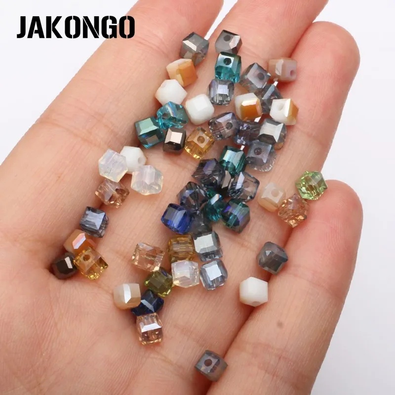 JAKONGO квадратные стеклянные бусины 4 мм AB эффектные для изготовления браслета DIY