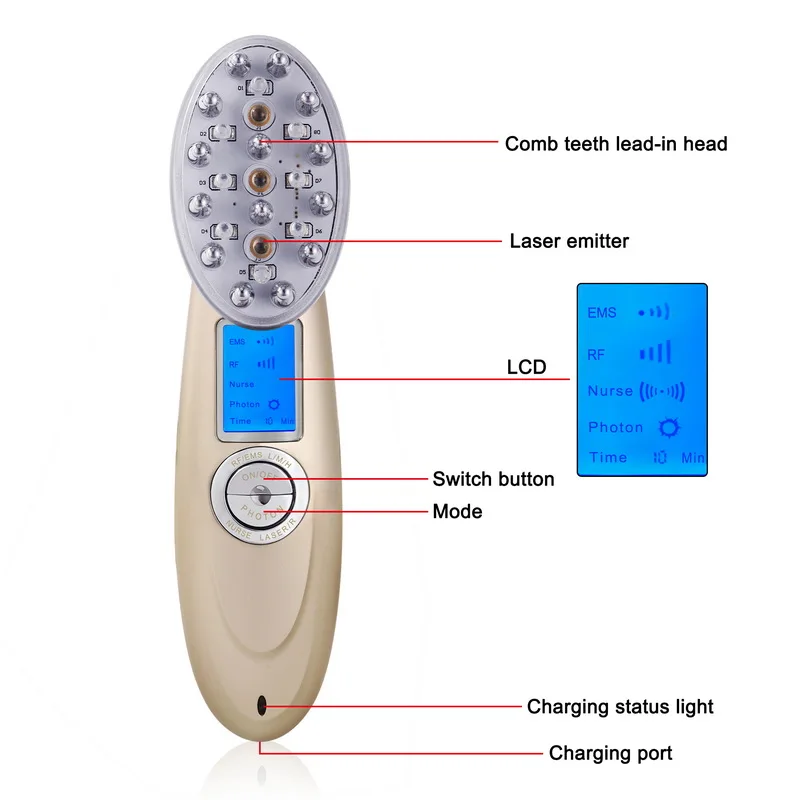 Konmison, расческа против выпадения волос, RF EMS, для медсестры, светодиодный, фотонный лазер, стимулирует рост волос, щетка для головы, для восстановления кожи головы, массажер для волос