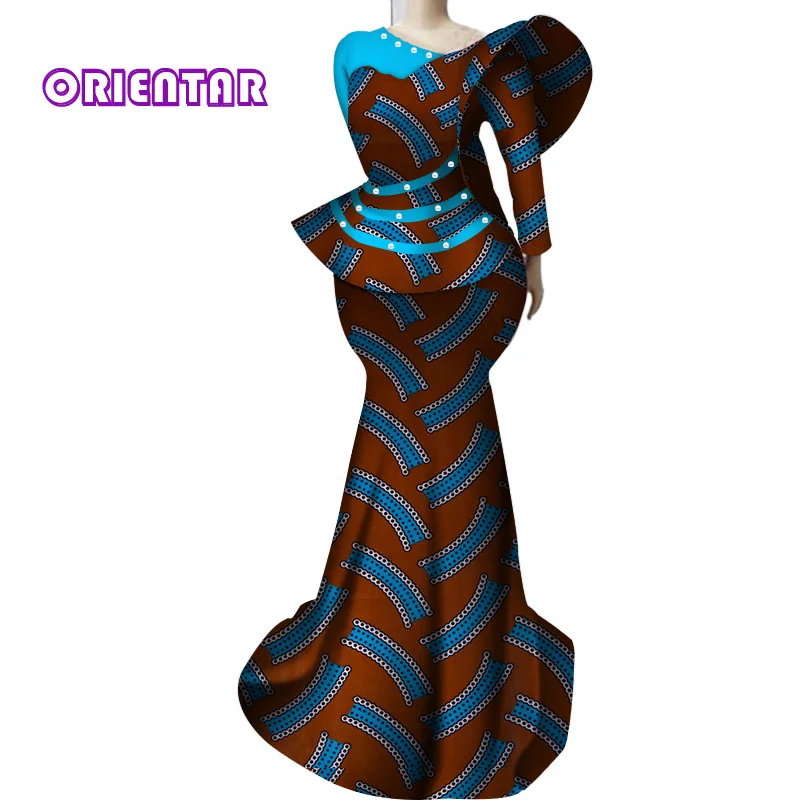 saia longa africano roupas de impressão wy3656