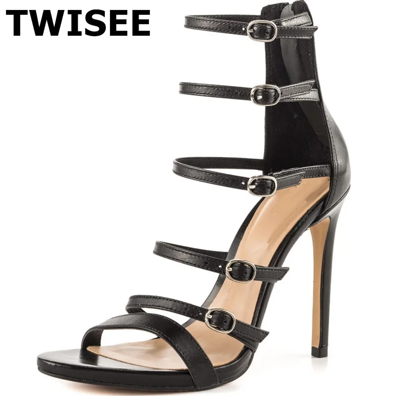 

Sandals chaussure femme zapatos mujer new style fashion thin high heels 12 cm woman casual shoes buckle mature solid