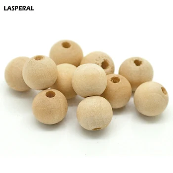 

LASPERAL Beads 300PCs Natural Ball Wood Beads 2.8mm Hole Spacer Beads For DIY Crafts & Making Bracelet Jewelry 10x9mm(3/8"x3/8")