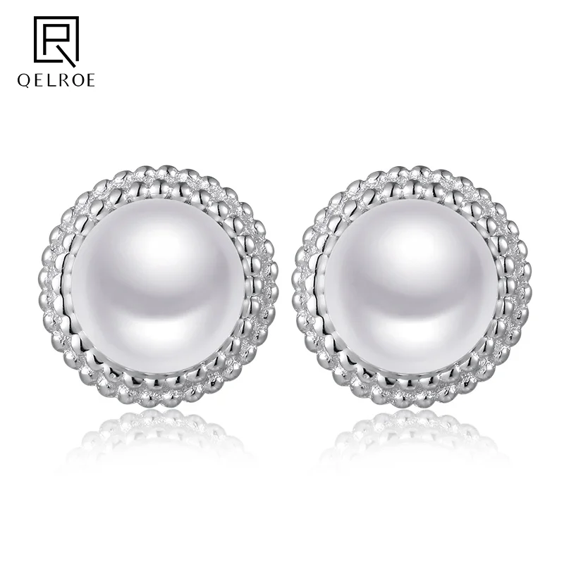 

QELROE Earrings 925 Sterling Silver Shell Pearl For Women Circular Jewelry Best Selling Authentic Sweet Accessories Present