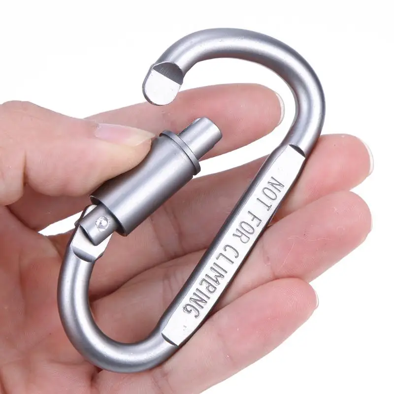 NEW D-Shaped Aluminum Alloy Carabiner Screw Lock Hook Clip Key Ring Outdoor Camping Climbing Tools Multifunction Travel Kits 