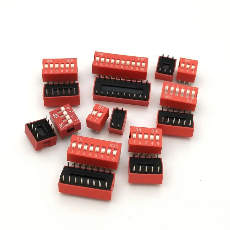

DIP Switch Slide Type Red 2.54mm Pitch 2 Row DIP Toggle switches 2p 3p 4p 5p 6p 8p 10p