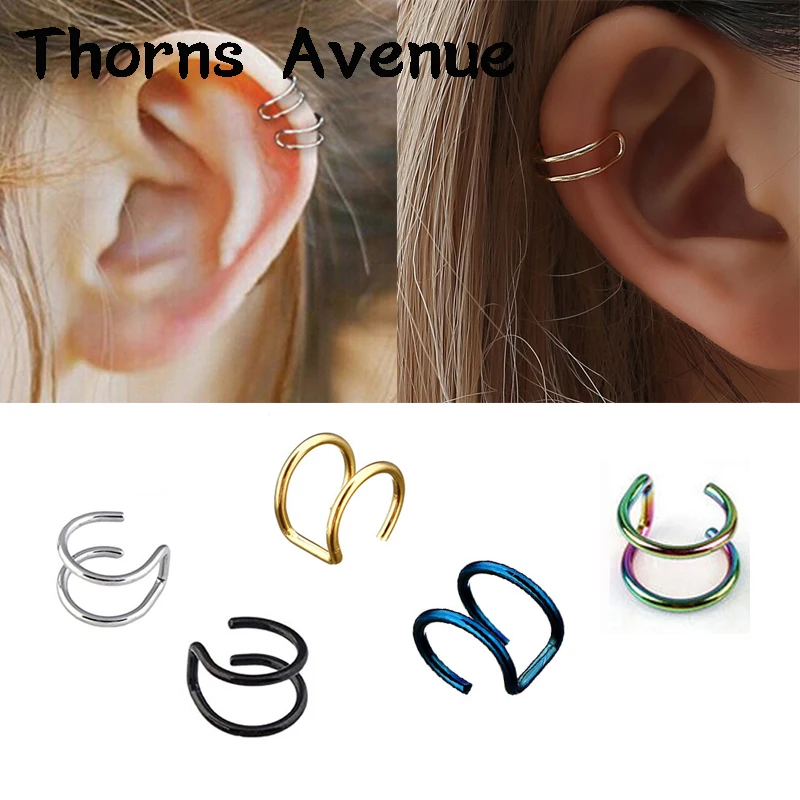 

New Fashion 1PC 5 Colors Stainless Steel Earing Cuff Clip On Earrings Ear Cuffs For Women Men Ear Clips Jewelry Accessories