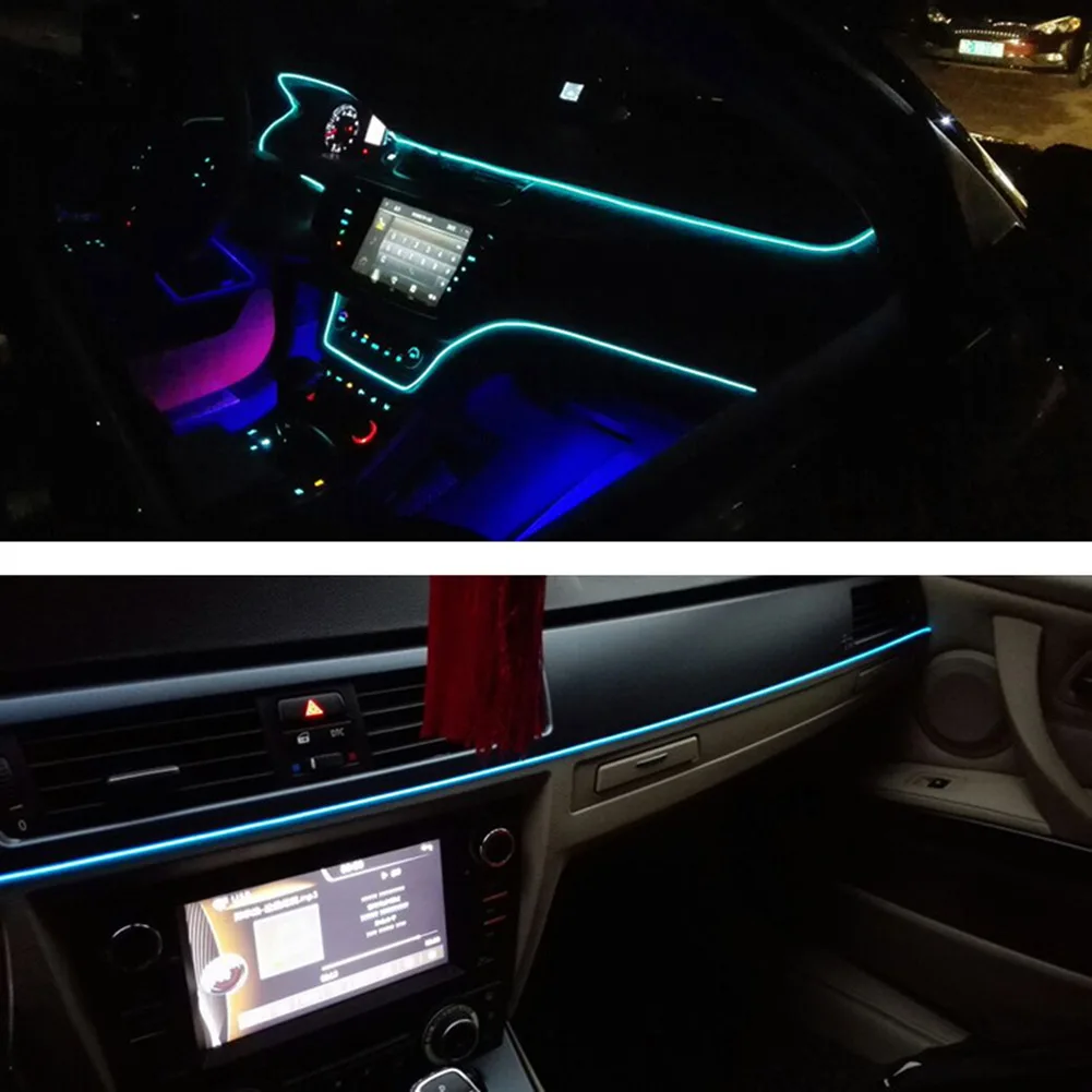 Us 0 56 42 Off New 2 3 4 5m Car Interior Glow El Wire Led Strip Light Rope 12v Usb Auto Car Decor Light Set Csl2018 In Decorative Lamp From