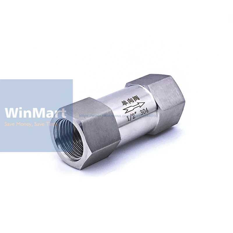 

1pc 304 Stainless Steel 1/2" Female Check One Way Valve Water Gas Oil Non-return