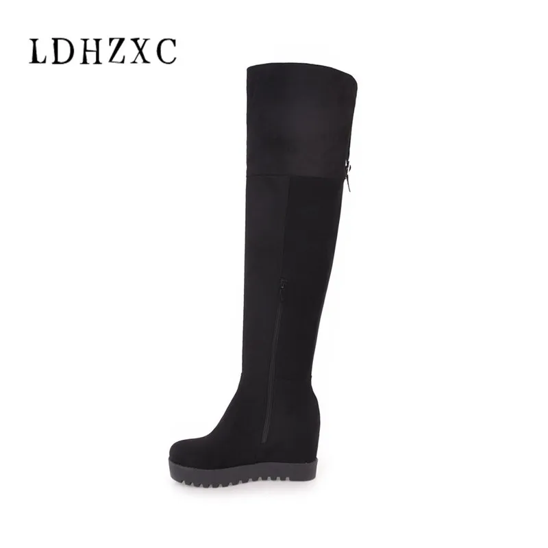 

LDHZXC 2019 new Women Boots Over the Knee Boots Flat Riding High Boots Round Toe Low Heel Shoes Large Size Black Darkgray Wine