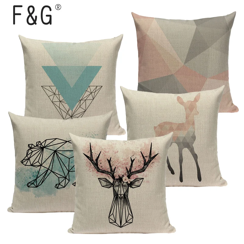 

Nordic Pop geometry cushion cover home decorative pillows animals car sofa throw pillows linen print custom pillowcase
