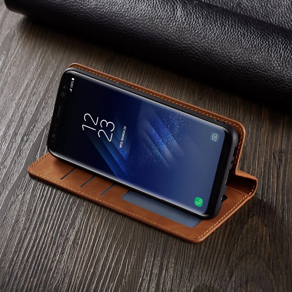 Кожаный флип чехол для samsung s8 s9 s10 чехлы S8 galaxy S10 plus задней панели