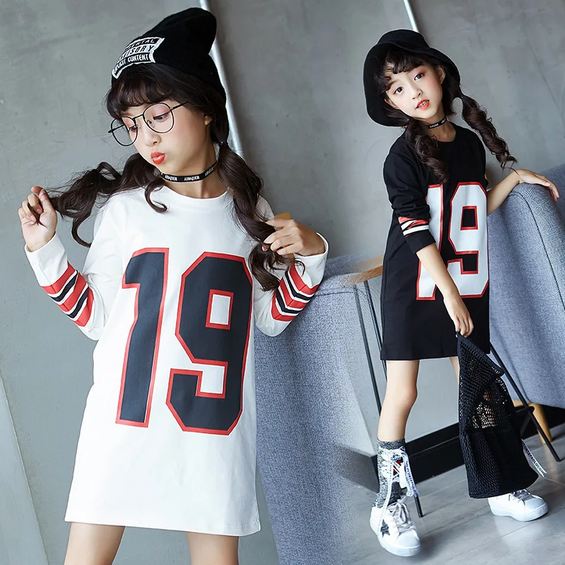 

Garment Girl Long Hip 2017 Autumn New Product Pure Cotton Long Sleeve Letter Printing Pure Cotton Kids Clothing