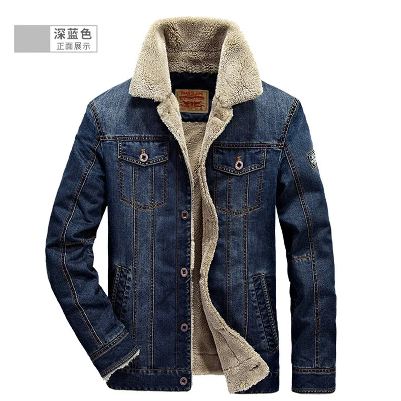 Зимняя мужская теплая джинсовая куртка 5xl 6xl флисовая приталенная Повседневная