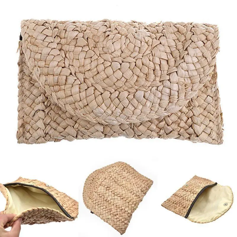 

2018 Luxury Brand Straw Bag Beach Women Purses and Handbags Pockets Clutch Female Rattan Braided Bag Pochette Femme Bolso Mujer