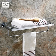 FLG Bathroom Shelves Metal Chrome Silver Wall Bath Shelf Holder For Towel Hanger Towel Rail Towel Bars Bathroom Accessories gfmark towel hanger modern style wall mounted chrome surface towel bars bathroom towel rack shelves holder badkamer accesoires