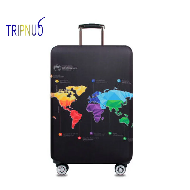 Защитный чехол для багажа TRIPNUO из эластичной ткани с картой мира, Suitable18-32 дюймов, чехол на колесиках, чехол для костюма, аксессуары для путешествий