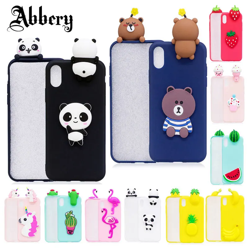 Abbery 3D мультфильм единорог Фламинго медведь чехол для iPhone X 7 8 6 6s Plus 5 5S SE