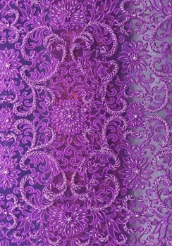 

French Lace Fabric Popular New Arrival beads African Z-han91739 Fabric Embroidered High Quality African Tulle Lace Fabric