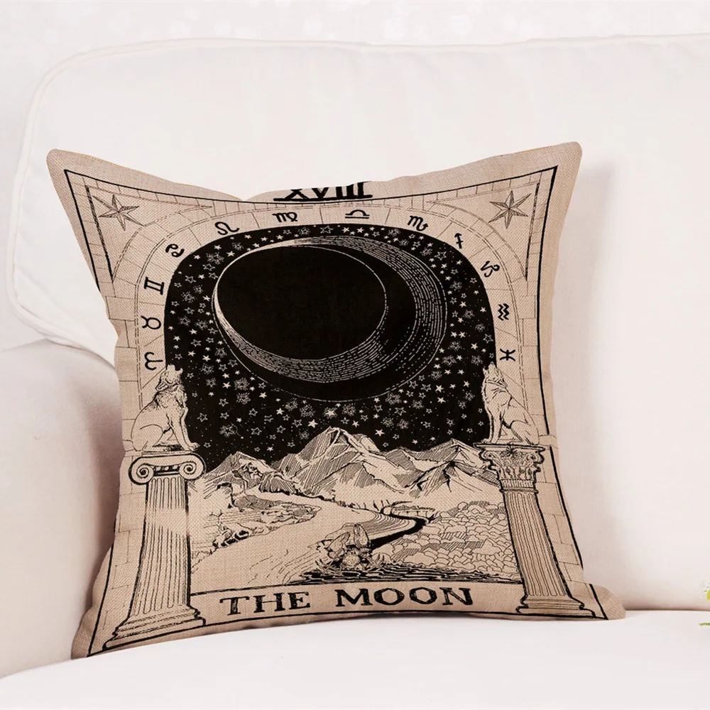 Enipate Таро солнце Звезда Подушка в виде Луны чехол хиппи декоративная льняная наволочка диванная подушка для автомобильного кресла домашний чехол для подушки