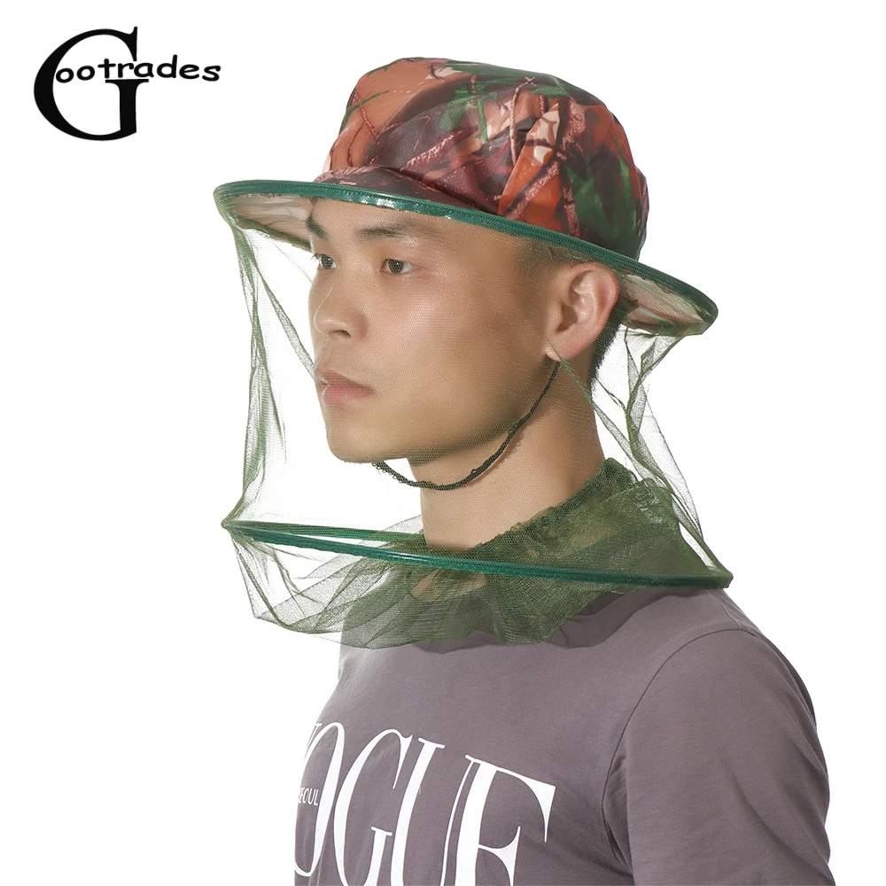 

Camouflage Fishing Hat Bee keeping Insects Mosquito Net Prevention Cap Mesh Fishing Cap Outdoor Sunshade Lone Neck Head Cover