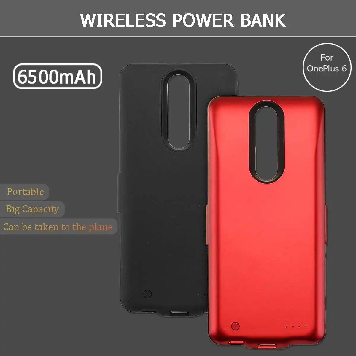 

Double use time 6500mAh External Power Bank Pack USB Battery Charger Adapter Case for OnePlus 6 Charger accessible convenient