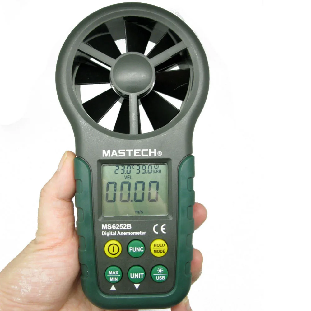 MASTECH MS6252B Профессиональный цифровой анемометр T& RH датчик скорости воздуха/влажности потока