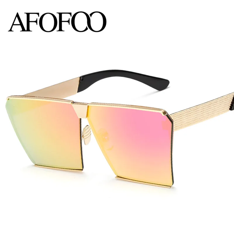 Модные большие солнцезащитные очки AFOFOO с металлической оправой квадратные