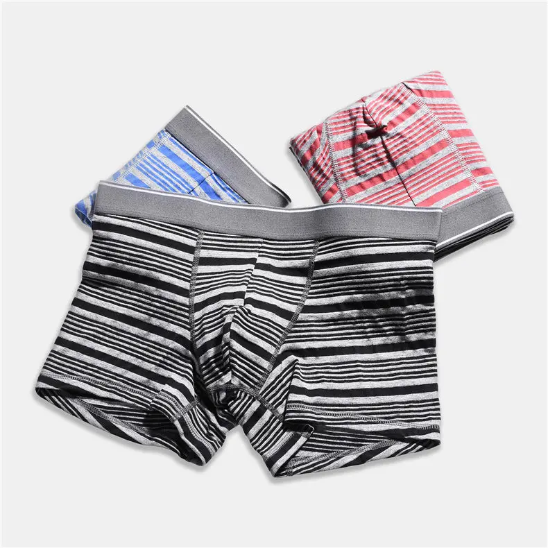 UYEEMU 4XL Boxers Men Short Underwear Cotton Plus Size Boxershorts Male Striped Mens Boxers Soft Sexy Underdress Brand 3Pcs Lot-13