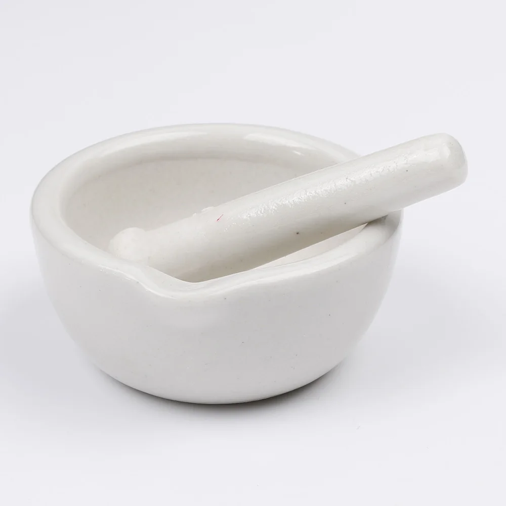 

New 1 Set White Topping Actual Porcelain Mortar and Pestle Mixing Grinding Bowl Kitchen Tools & Gadgets Mills