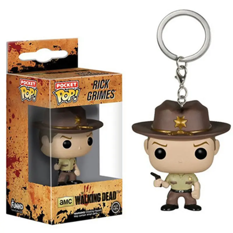FUNKO POP Walking Dead Daryl Dixon & Rick Grimes Keychain pvc Action Figure Toys for children birthday gift with Retail Box  FUNKO POP Walking Dead Daryl Dixon & Rick Grimes Keychain pvc Action Figure Toys for children birthday gift with Retail Box
