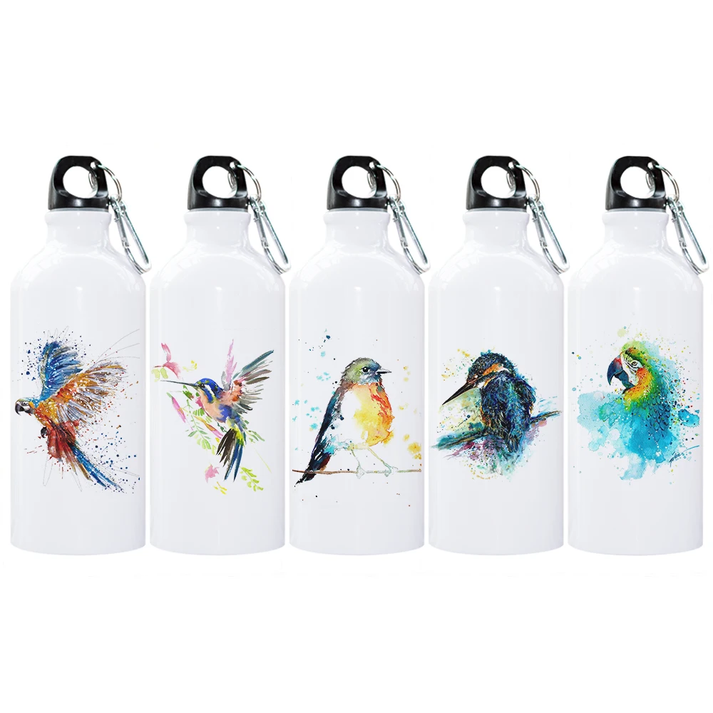 Спортивная бутылка для воды для скалолазания спорта на открытом воздухе 600 мл бутылка креативный акварельный подарок с принтом с птицами фото индивидуальный принт