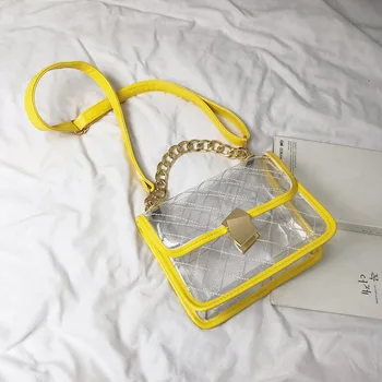 

Women Shoulder Bags Clear PVC Belt Messenger Bags Summer Transparent Chain Crossbody Bag Casual Flap Shopping Bag Drop Shipping