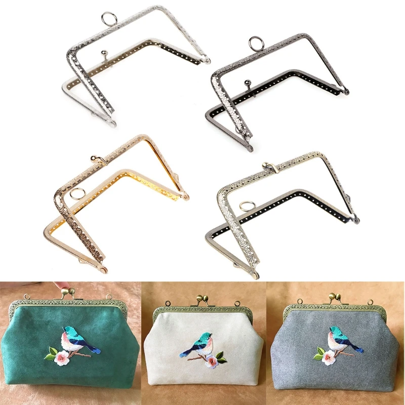 Kcnsieou 1pc Convenient DIY Purse Handbag Handle Coins Bags Metal Kiss Clasp Lock Frame 20cm